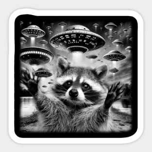 Raccoon Abduction Diaries Elevate Your Style with UFO Stories Sticker